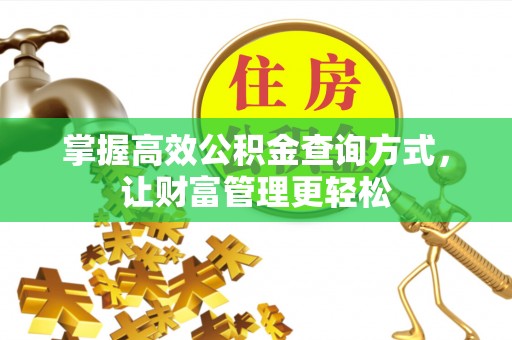 兴安盟掌握高效公积金查询方式，让财富管理更轻松
